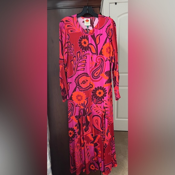 NWT FARM Rio Floral Pink Maxi Dress. - Picture 8 of 8